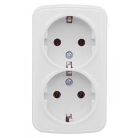 EKF Basic Минск Белый Розетка 2-ая, с/з, 16А, ОП.
