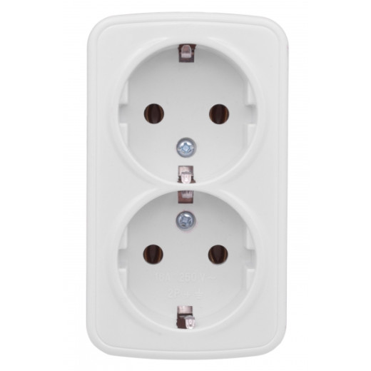 Минск Розетка 2-местная ОП 16А с заземлением белая EKF Basic