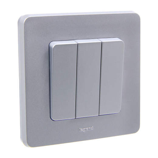 Выключатель трёхклавишный - Legrand/Daccord Inspiria - 10АХ 250В винтовые зажимы - алюминий