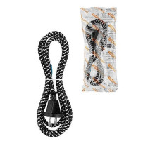 TDM Шнур сетевой с вилкой в тканевой оплетке ПВС 2x0,75мм2 1,8м, 1400 Вт б/з черный