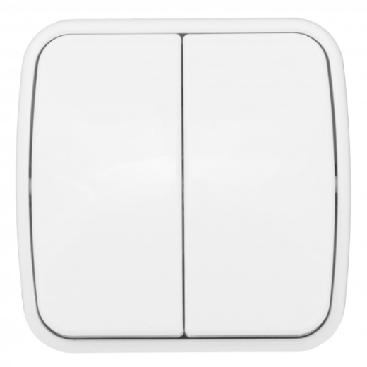 Минск Выключатель 2-клавишный ОП 10А белый EKF Basic