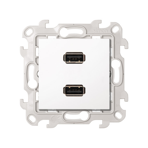Коннектор 2хUSB 2.0 тип A, белый