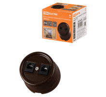 TDM Розетка двойная телефонная RJ11 коричневая «Болонь»