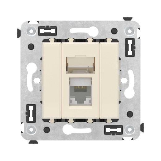 Компьютерная розетка RJ-45 в стену, кат.6А одинарная, Avanti, ванильная дымка