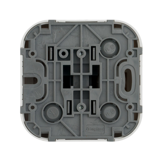 Выключатель кнопочный одноклавишный - Legrand Quteo - IP20 6А 250В винтовые зажимы накладной монтаж - белый