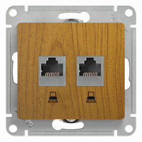 Systeme Electric Glossa Дерево Дуб Розетка 2-ая компьютерная RJ45+RJ45, кат.5E
