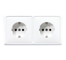 JUNG Штепсельная розетка SCHUKO 16A 250V~ сдвоенная, полная плата термопласт белая