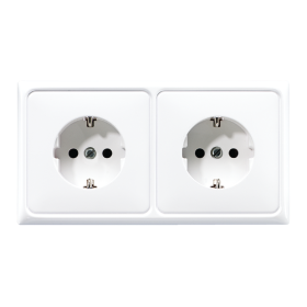JUNG Штепсельная розетка SCHUKO 16A 250V~ сдвоенная, полная плата термопласт белая