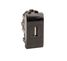 DKC Brava USB 2.0 розетка, Brava, черная, 1 мод.