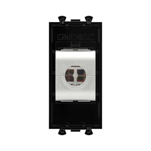 Компьютерная розетка RJ-45 без шторки модульная, кат.5е экранированная, Avanti, черный квадрат, 1 модуль