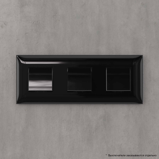 Рамка 3 поста (6 мод.), Avanti, черный квадрат