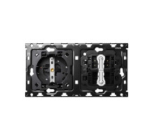 Simon 100 Кит 2 поста механизм 1 розетка Schuko + 2 переключателя (проходные) + суппорт