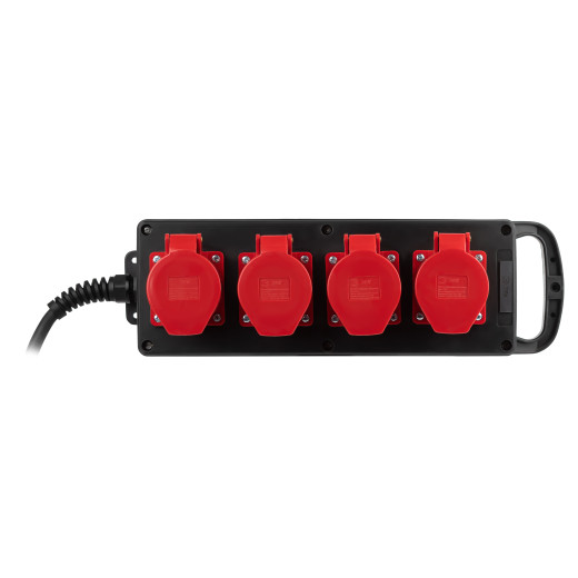 Удлинитель силовой ЭРА IND380-U-4e-5x4-5m-IP44 на 380В на каучуковой колодке 4 розетки 4xCEE 5P 5м КГ 5х4 32A IP44
