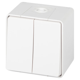 ЭРА Переключатель Эксперт 11-1506-01 двойной IP55 10АХ-250В ОУ белый