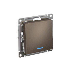 Systeme Electric AtlasDesign Мокко Переключатель 1-кл с подсветкой, сх.6а, 10АХ, мех., быстрозажим. клем.