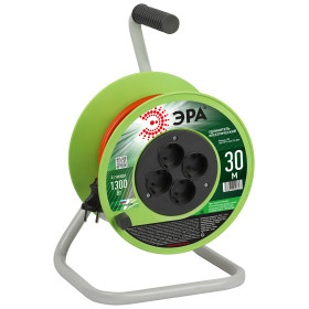 ЭРА Удлинитель силовой RP-4-2x0.75-30m на пластиковой катушке без заземления 4 розетки 30м ПВС 2х0,75мм2