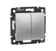 Legrand Valena Алюминий Переключатель 2-х клавишный.