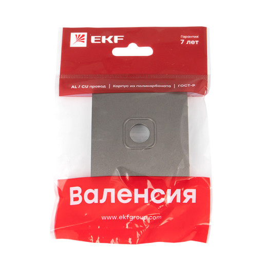 Валенсия лицевая панель розетки TV 1-местная 75Ом 5-862МГц графит EKF PROxima