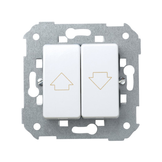 Механизм для управления жалюзи (кнопки без блокировки), 10А 250В, S27, белый