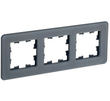 IEK BRITE DECOR Графит матовый стекло скругл.угол Рамка 3-м РУ-3-2-Бр RE