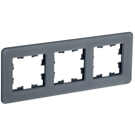 IEK BRITE DECOR Графит матовый стекло скругл.угол Рамка 3-м РУ-3-2-Бр RE