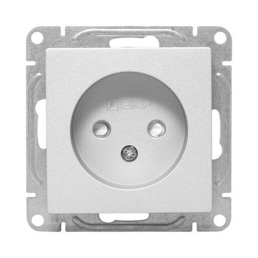 Механизм розетки, 16А, без заземления, со шторками, алюминий Эпика EKF