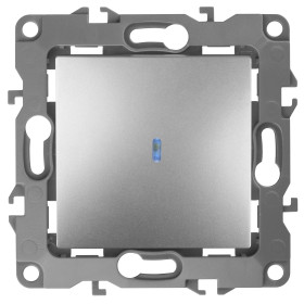 ЭРА 12-1102-03 Выключатель с подсветкой, 10АХ-250В, IP20, Эра12, алюминий (10/100/3200)