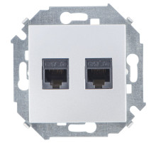 Simon 15 Алюминий Розетка компьютерная двойная 2хRJ45 кат.5e (AMP)