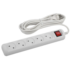 ЭРА Удлинитель электрический  U-5s-5m-2x1 без заземления c выключателем 5 розеток 5м ПВС 2x1мм2 10А