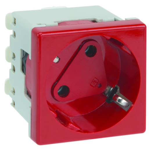 Розетка 2P+E Schuko, 16А 250В, 45х45мм, с блокировкой, безвинтовые клеммы, SC, белый