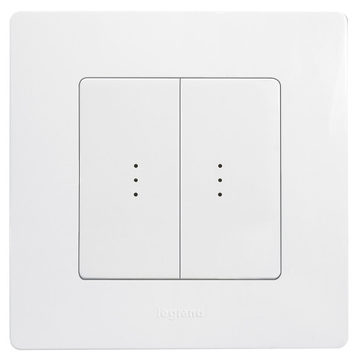 Переключатель двухклавишный с подсветкой/индикацией - Legrand Etika - 10А 250В безвинтовые зажимы - белый