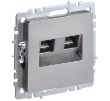 IEK BRITE BASE Сталь Розетка комп двойная RJ45 кат.5E РК10-2-БрС