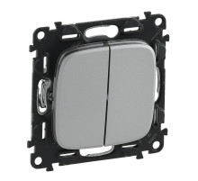 Legrand Valena ALLURE DIY Алюм Выключатель 2-х клавишный 10А 250В.