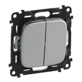 Legrand Valena ALLURE DIY Алюм Выключатель 2-х клавишный 10А 250В.