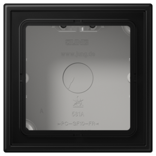 Коробка накладного монтажа 1 пост, с негорючим основанием и встроенной рамкой, дюропласт, черный матовый