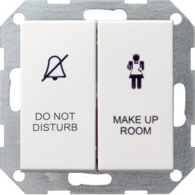 Gira S-55 Бел глянц Выключатель 2-клавишный c индикацией для отелей, в сборе