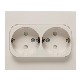 EKF PROxima Стокгольм Розетка 2-ая с/з 16А белая со шторками.