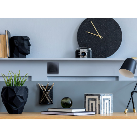 Выключатель двухклавишный с подсветкой/индикацией - Legrand Etika - 10А 250В безвинтовые зажимы - антрацит