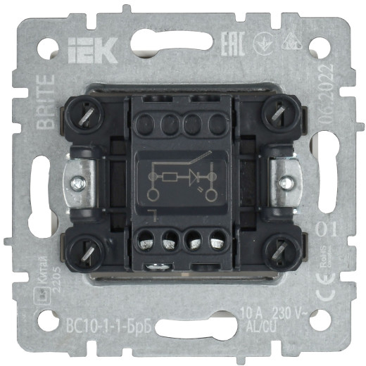 BRITE Выключ. 1-кл. с инд. 10А ВС10-1-1-БрБ бел. IEK