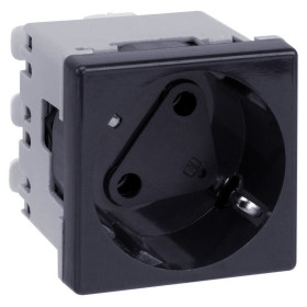 Simon Connect Графит Розетка 2P+E Schuko, 16А 250В, 45х45мм, с блокировкой, безвинтовые клеммы