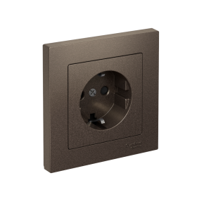 Systeme Electric AtlasDesign Мокко Розетка с заземлением со шторками, 16А, в сборе, быстрозажим. клем.