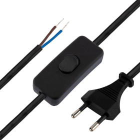 REXANT Сетевой шнур с выключателем 2х0,75 мм², 1,8 м черный.