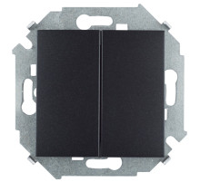 Simon 15 Графит Выключатель 2-клавишнный проходной (переключатель), 16А, 250В, винт. зажим