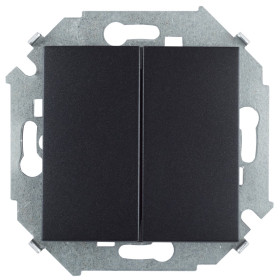 Simon 15 Графит Выключатель 2-клавишнный проходной (переключатель), 16А, 250В, винт. зажим