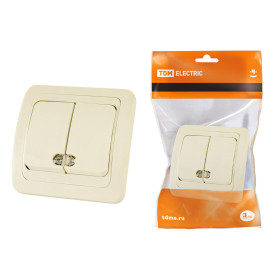 TDM Выключатель 2-кл. с подсветкой 10А сл. кость 