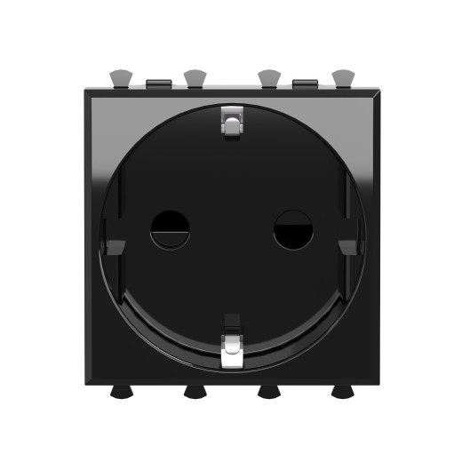 Розетка модульная, 2P+E, с з/ш, Avanti, черный квадрат, 2 модуля