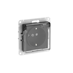 Systeme Electric AtlasDesign Aqua Карбон Розетка с зазем. со шт. с прозрач. крыш, 16А, IP44, мех., быстрозажим. клем.