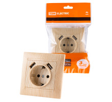 TDM Розетка 2П+З 16А 250В + 2 USB порта 2,1А 5В сосна 