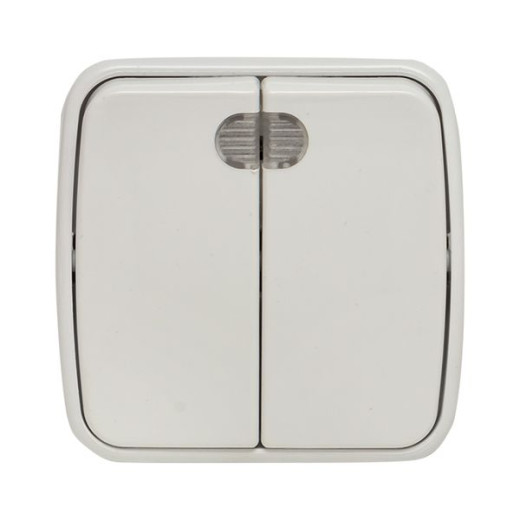 Минск Выключатель 2-клавишный ОП 10А с индикатором белый EKF Basic