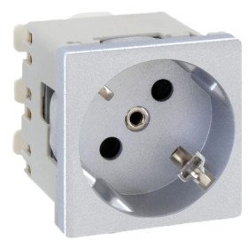 Simon Connect Алюминий Розетка 2к+з Schuko, 45х45мм